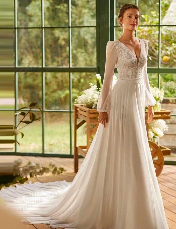 boheme robe de mariée hippie chic Blanc / Sur Mesure