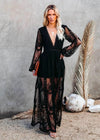 Robe Champêtre Blanche en Dentelle Noir / S