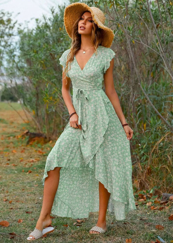 Robe Champêtre Bleu Marine Vert d'eau / S