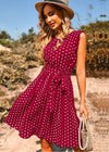 Robe Champêtre Chic Femme Bordeaux Pois / S