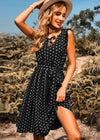 Robe Champêtre Chic Femme Noir Pois / S