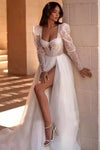 Robe de mariée bohème chic manches longues Blanc / Sur mesure
