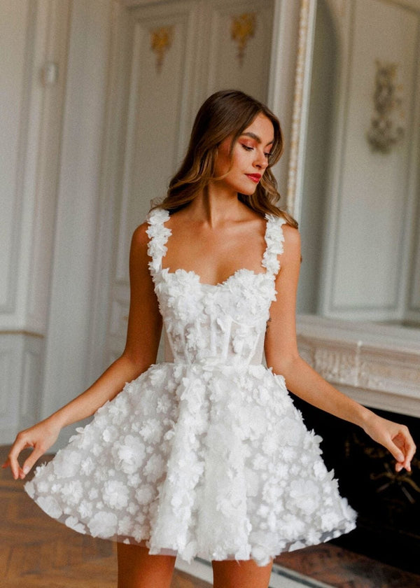 Robe de Mariée Champêtre Courte Blanc / Sur mesure