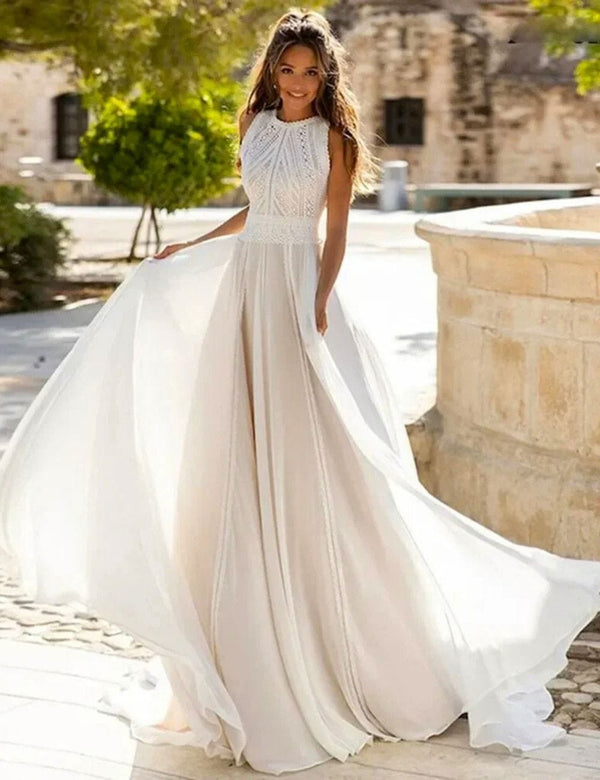 robe de mariée simple boheme Blanc / Sur Mesure