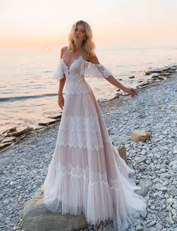 robe de mariée style empire boheme Blanc / Sur Mesure