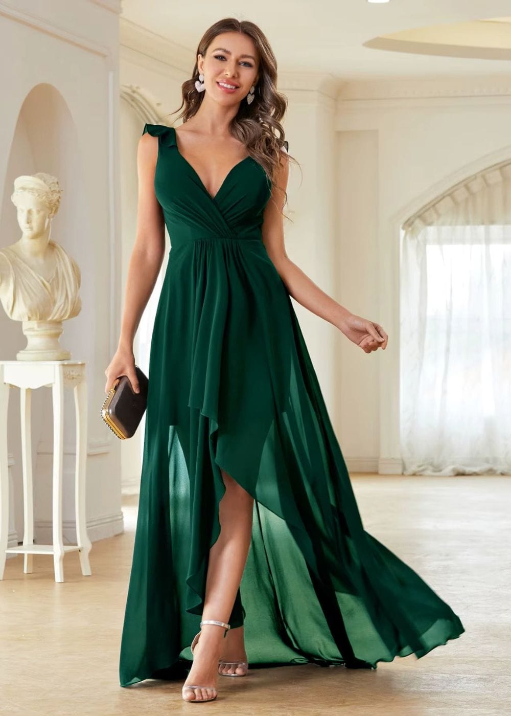 Robe Asymétrique Mariage Champêtre Vert / S