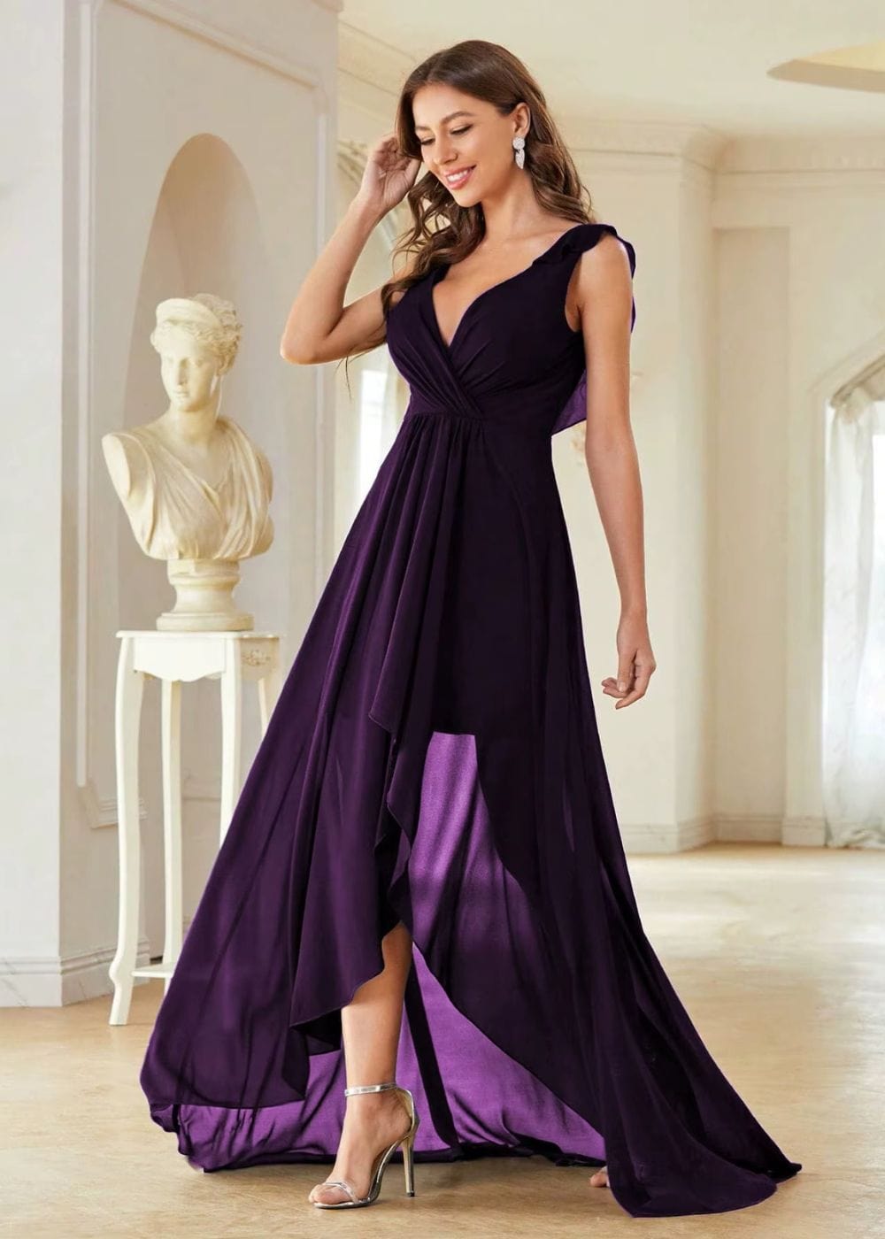 Robe Asymétrique Mariage Champêtre Violet / S