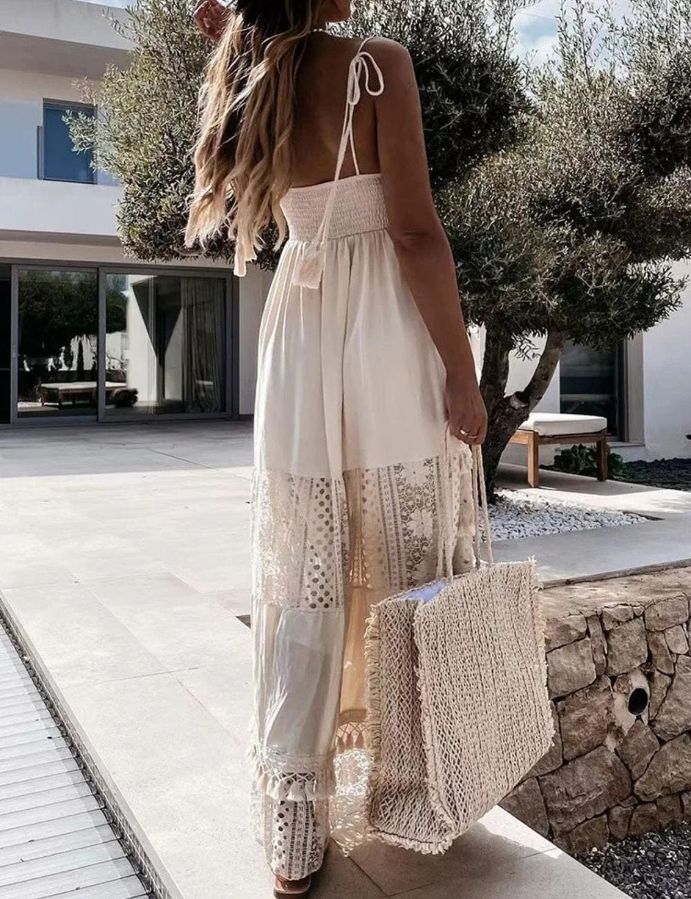 Robe bohème chic beige