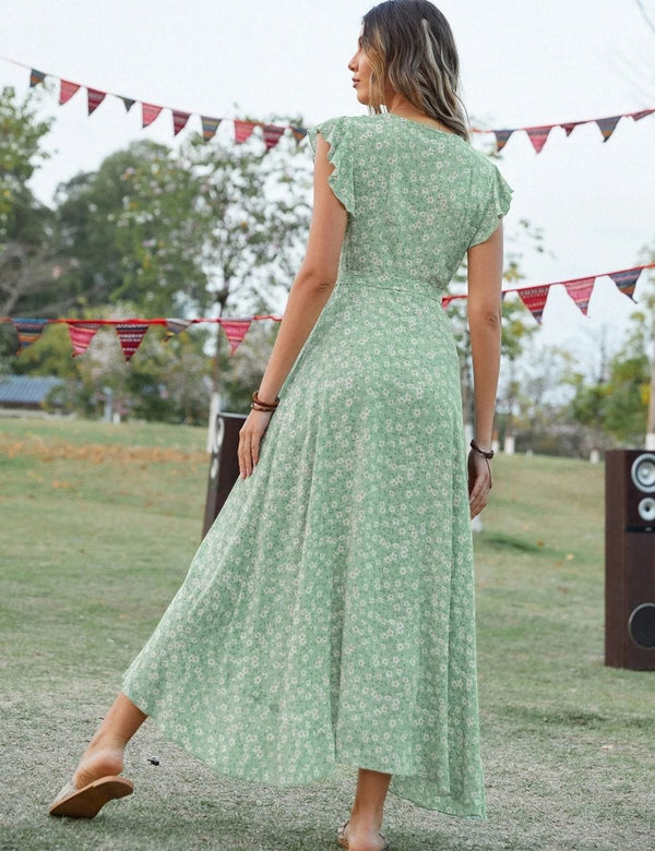 Robe bohème chic verte