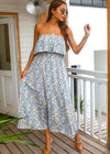 Robe Bustier Champêtre Bleu fleurie / S