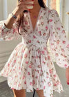 Robe Champêtre à Fleurs Blanc / S