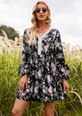 Robe Champêtre à Fleurs Noir / S