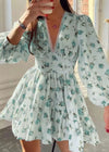 Robe Champêtre à Fleurs Vert / S