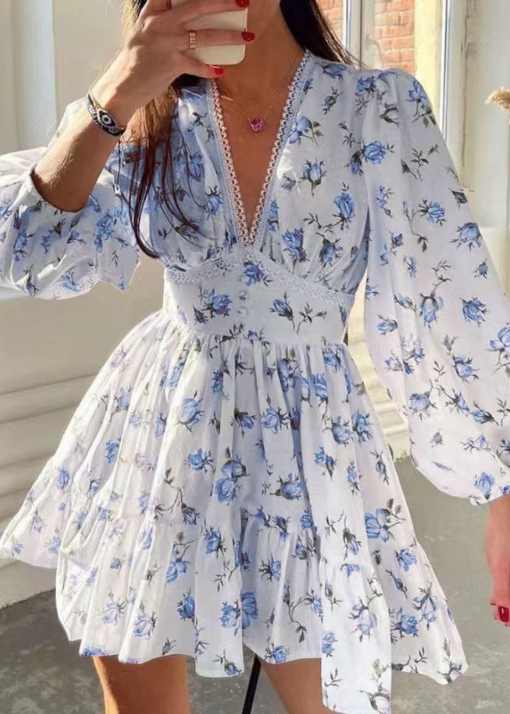 Robe Champêtre à Fleurs Violet / S