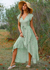 Robe Champêtre Bleu Marine Vert d'eau / S