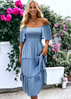 Robe Champêtre Chic Invite Mariage Bleu / S