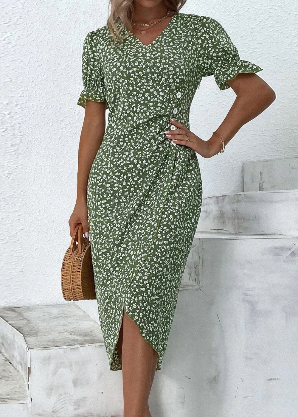 Robe Champêtre Chic Verte