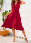 Robe Champêtre Femme Chic Rouge / S
