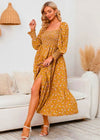 Robe Champêtre Manche Longue Jaune / S