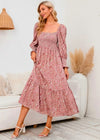 Robe Champêtre Manche Longue Rose / S