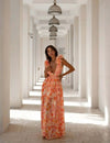 Robe cocktail longue bohème chic Orange / S