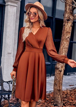 Robe de Cocktail Mariage Champêtre Marron / S