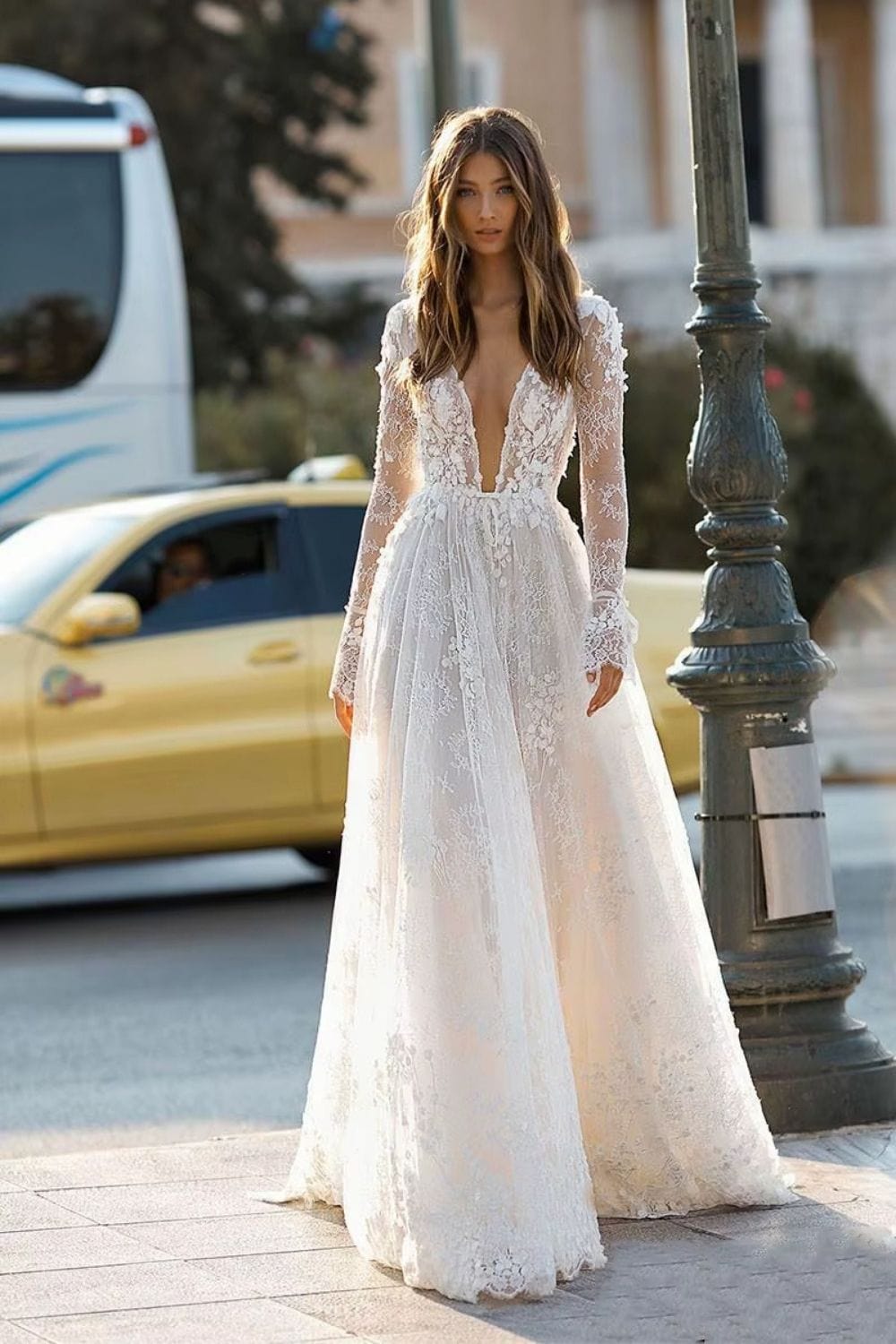Robe de Marié Bohème Sensuelle Blanc cassé / Sur mesure