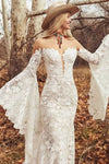Robe de Mariée Blanche Bohème à Fleurs Blanc (comme sur les images) / Sur mesure
