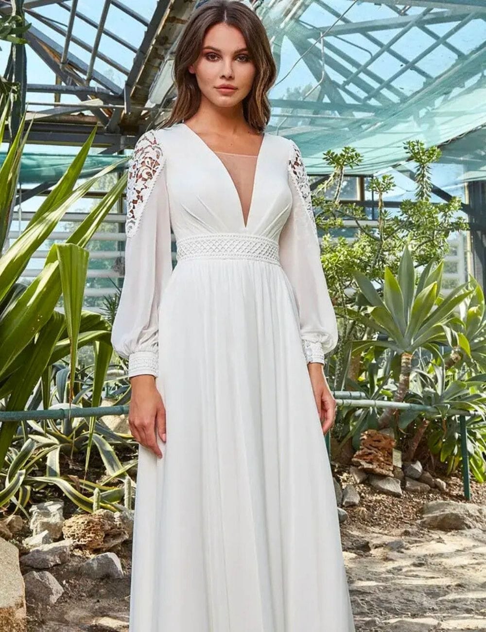 Robe de Mariée Bohème avec Manches Tendance Champêtre