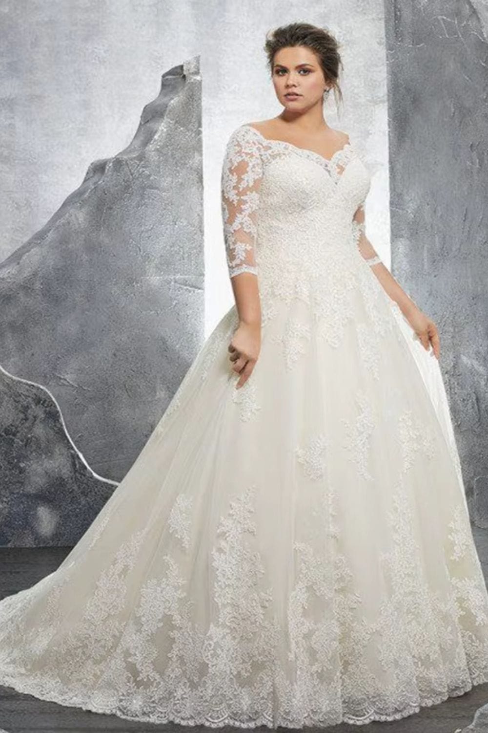 Robe de mariée bohème chic grande taille Ivoire / 32