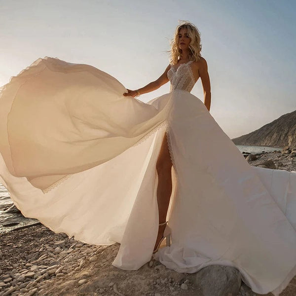 Robe de mariée bohème fendue