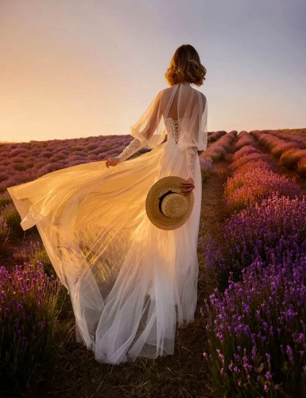 robe de mariée bohème fluide Blanc / Sur Mesure