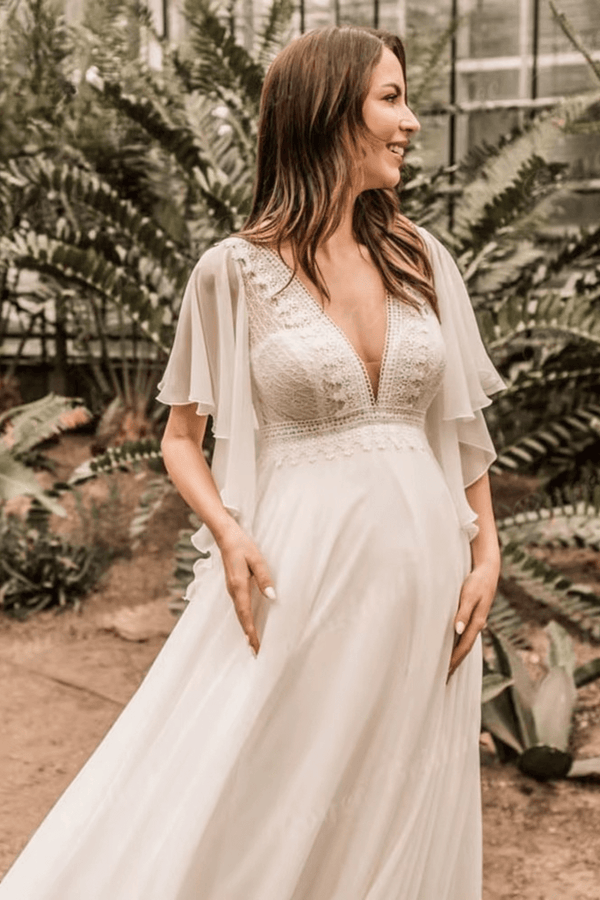 Robe de Mariée Bohème Grossesse – Tendance Champêtre