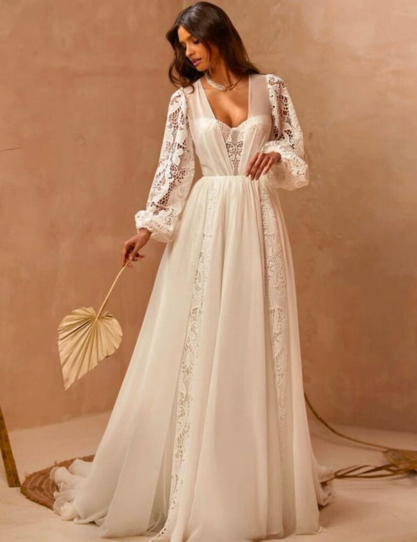 robe de mariée bohème ivoire Blanc / Sur Mesure