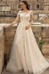 Robe de mariée bohème manches courtes Blanc / Sur mesure