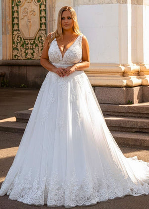 Robe de Mariée Champêtre Grande Taille Blanc / Sur mesure