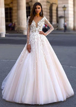 Robe de Mariée Champêtre Manche Longue Blanc / Sur mesure