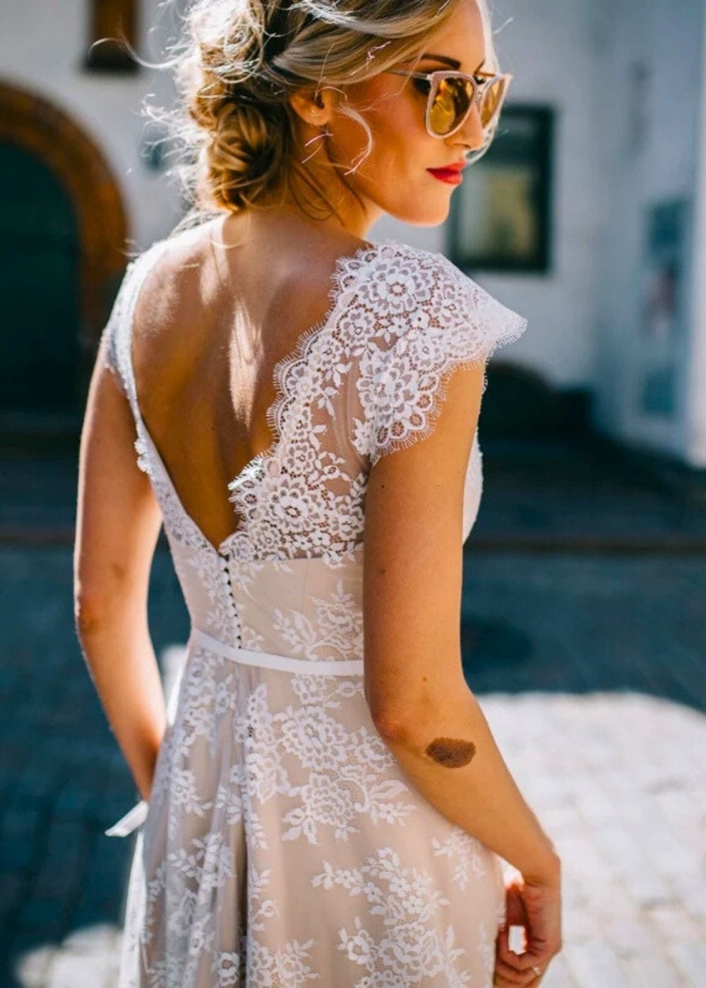 Robe Dentelle Robe Courte Champetre Robe De Mariée Dentelle Bohème