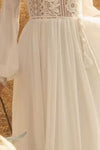 Robe de Mariée Bohème col V Blanc / Sur mesure