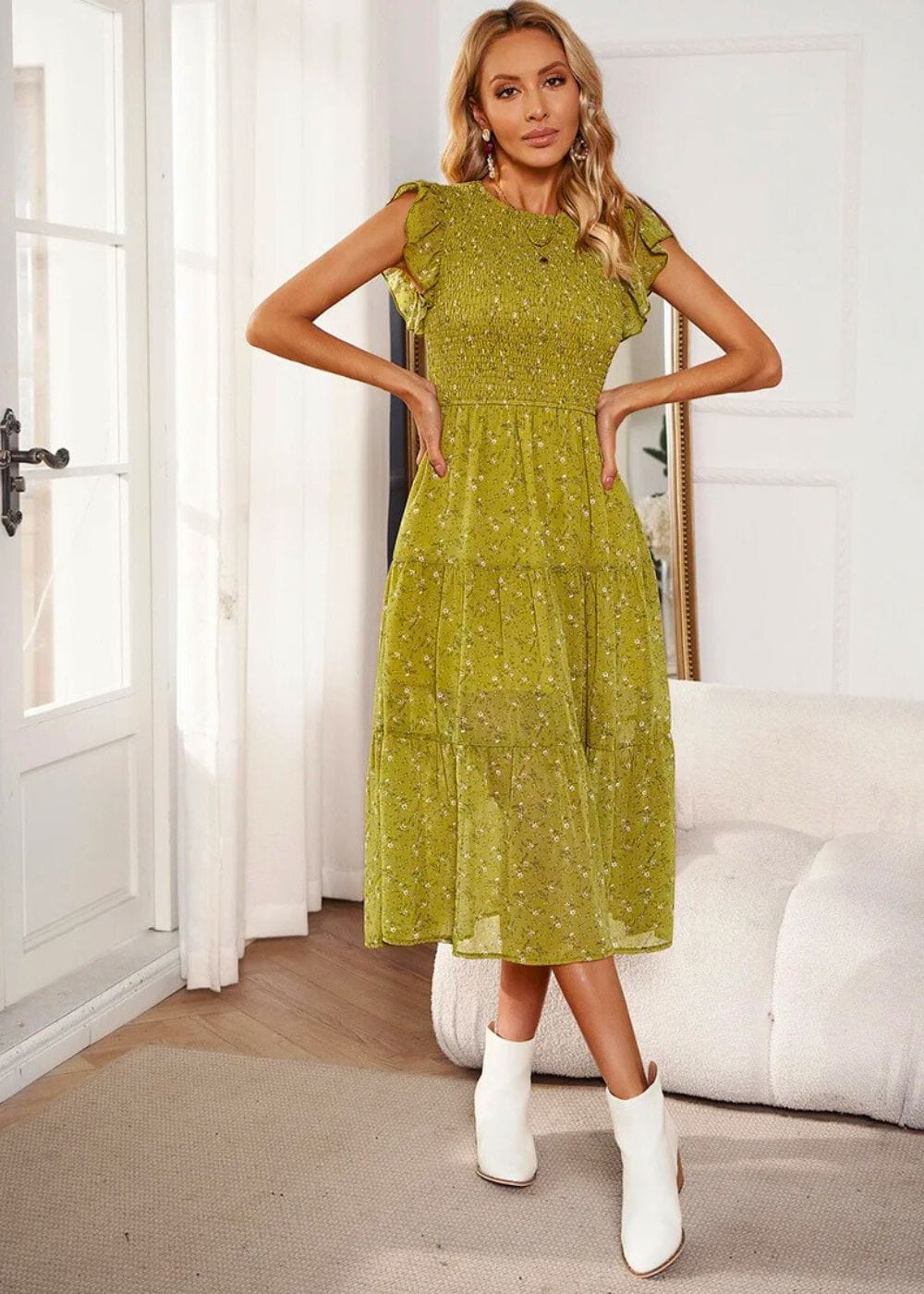 Robe Demoiselle d'Honneur Bohème Champêtre Jaune / S