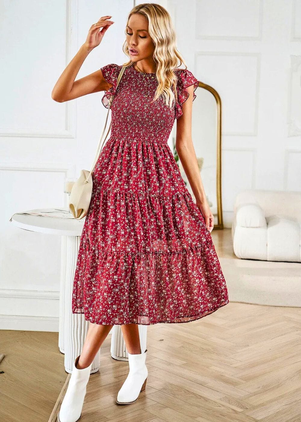 Robe Demoiselle d'Honneur Bohème Champêtre Rouge / S