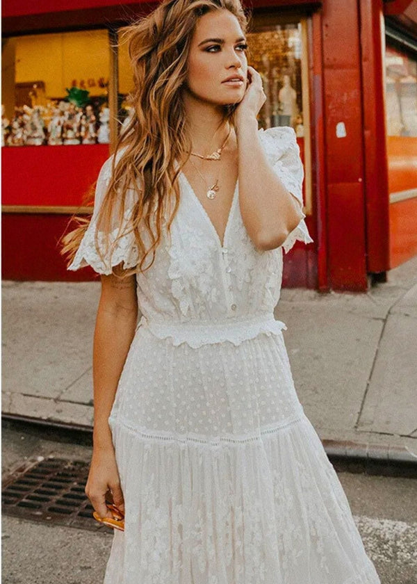 Robe Dentelle Champêtre Chic Tendance Champêtre