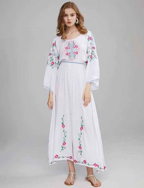 Robe en lin bohème chic Blanc / S