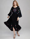 Robe en lin bohème chic Noir / S