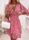 Robe Fleurie Champêtre Chic Rose / S