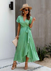 Robe Invitée Mariage Thème Champêtre Vert Pois / S
