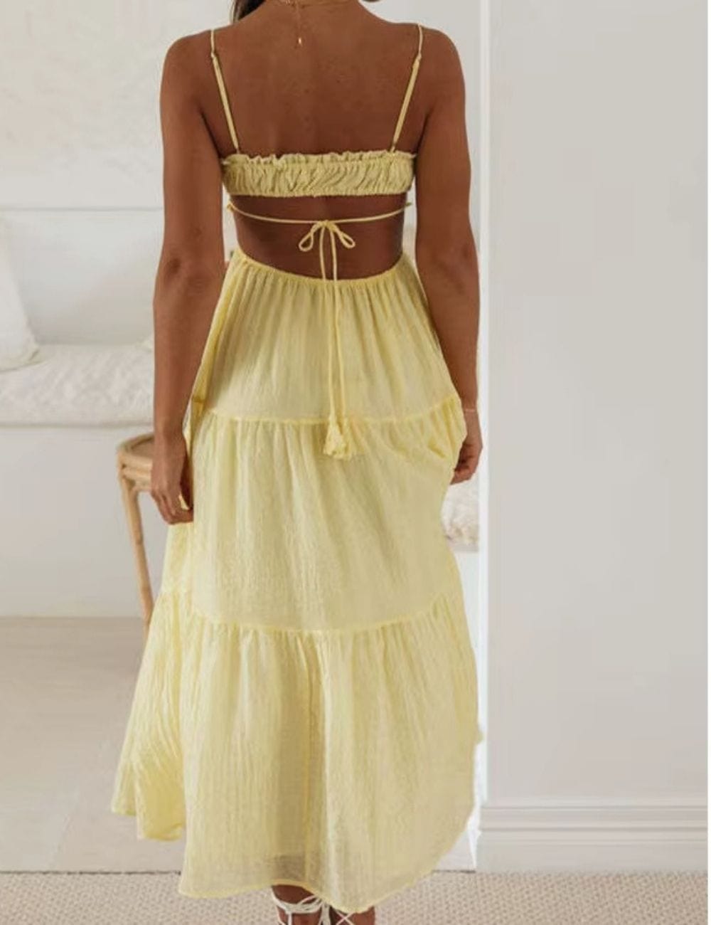 Robe jaune bohème chic