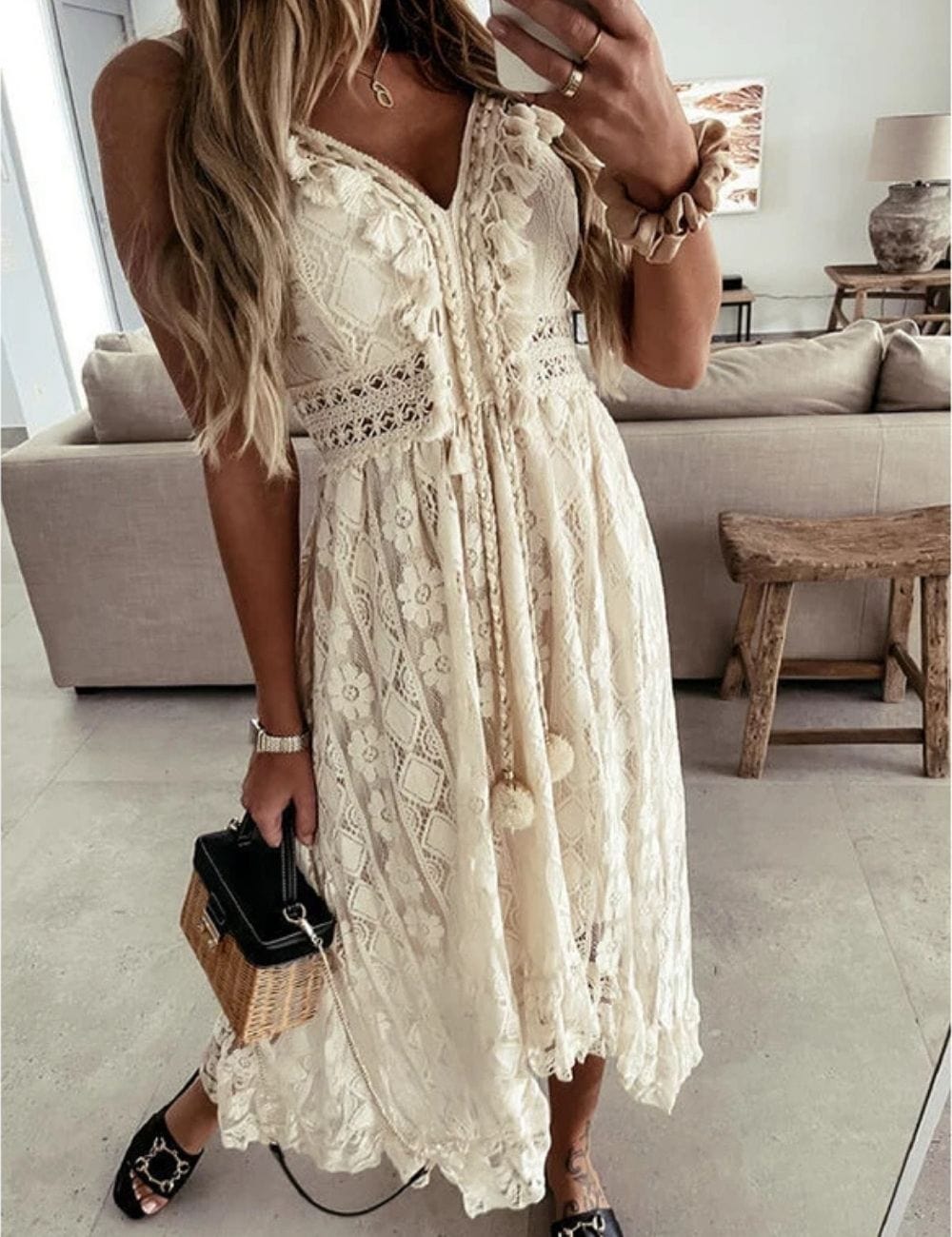 Robe longue bohème chic dentelle – Tendance Champêtre