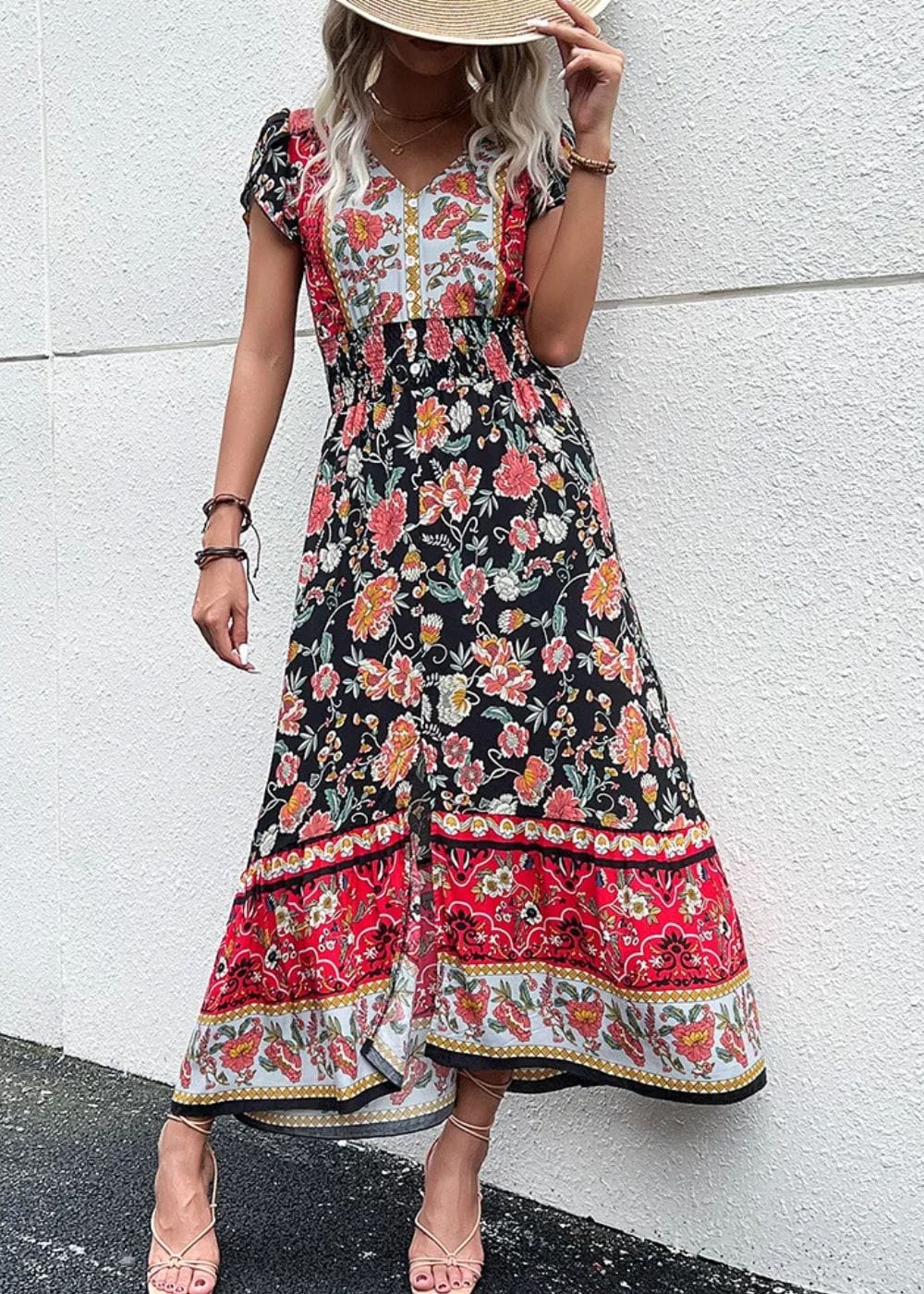 Robe Longue Champêtre Femme Noir / S