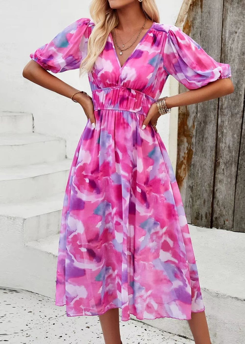 Robe Longue Champêtre pour Mariage Rose / S
